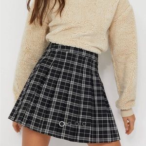 Asos pleated plaid skirt black and white
